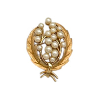 Brooches & PinsVintage 1960s Trifari Gold Laurel Wreath Faux Pearl Brooch