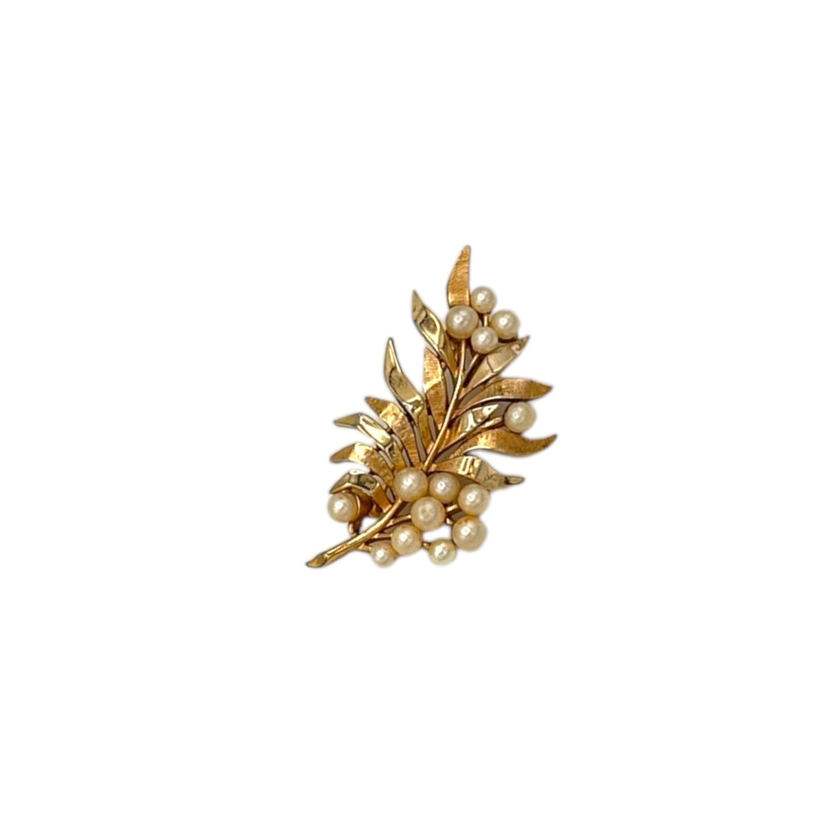 Brooches & PinsVintage 1960s Trifari Gold Leaf Faux Pearl Brooch