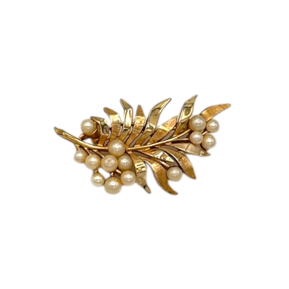 Brooches & PinsVintage 1960s Trifari Gold Leaf Faux Pearl Brooch