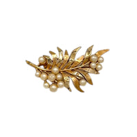 Brooches & PinsVintage 1960s Trifari Gold Leaf Faux Pearl Brooch