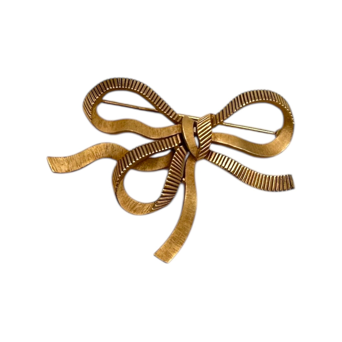 Brooches & PinsVintage 1960s Trifari Gold Textured Flowing Bow Brooch