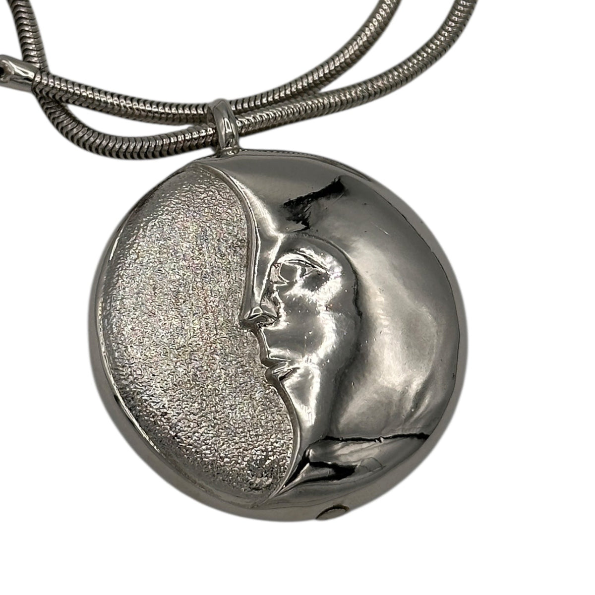 Necklaces & PendantsVintage 1960s Vendome Silver Plated Long Snake Chain Necklace Moon Pendant