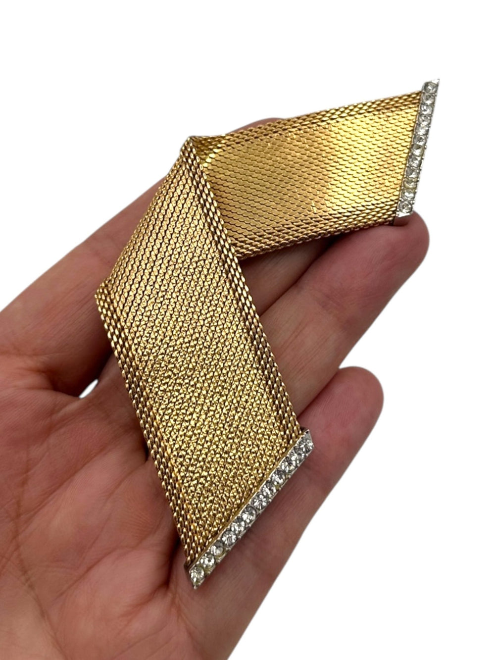 Vintage 1965 Christian Dior Gold Mesh Brooch - 24 Wishes Vintage Jewelry