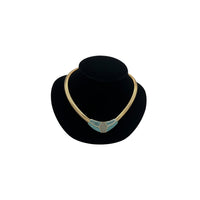 Necklaces & PendantsVintage 1980s Trifari Blue Enamel Geometric Pendant Snake Chain Necklace