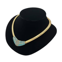 Necklaces & PendantsVintage 1980s Trifari Blue Enamel Geometric Pendant Snake Chain Necklace