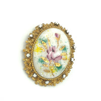 Vintage Alice Caviness Flower Cameo Brooch - 24 Wishes Vintage Jewelry