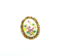 Vintage Alice Caviness Flower Cameo Brooch - 24 Wishes Vintage Jewelry