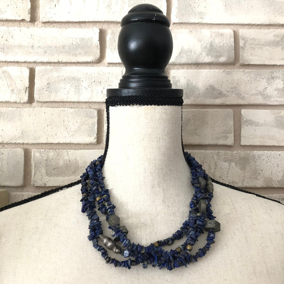 Vintage Alice Kuo Blue Lapis Lazuli Multi - Strand Beads Necklace - 24 Wishes Vintage Jewelry