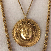 Vintage Alva Museum Replica Medusa Gold Pendant - 24 Wishes Vintage Jewelry