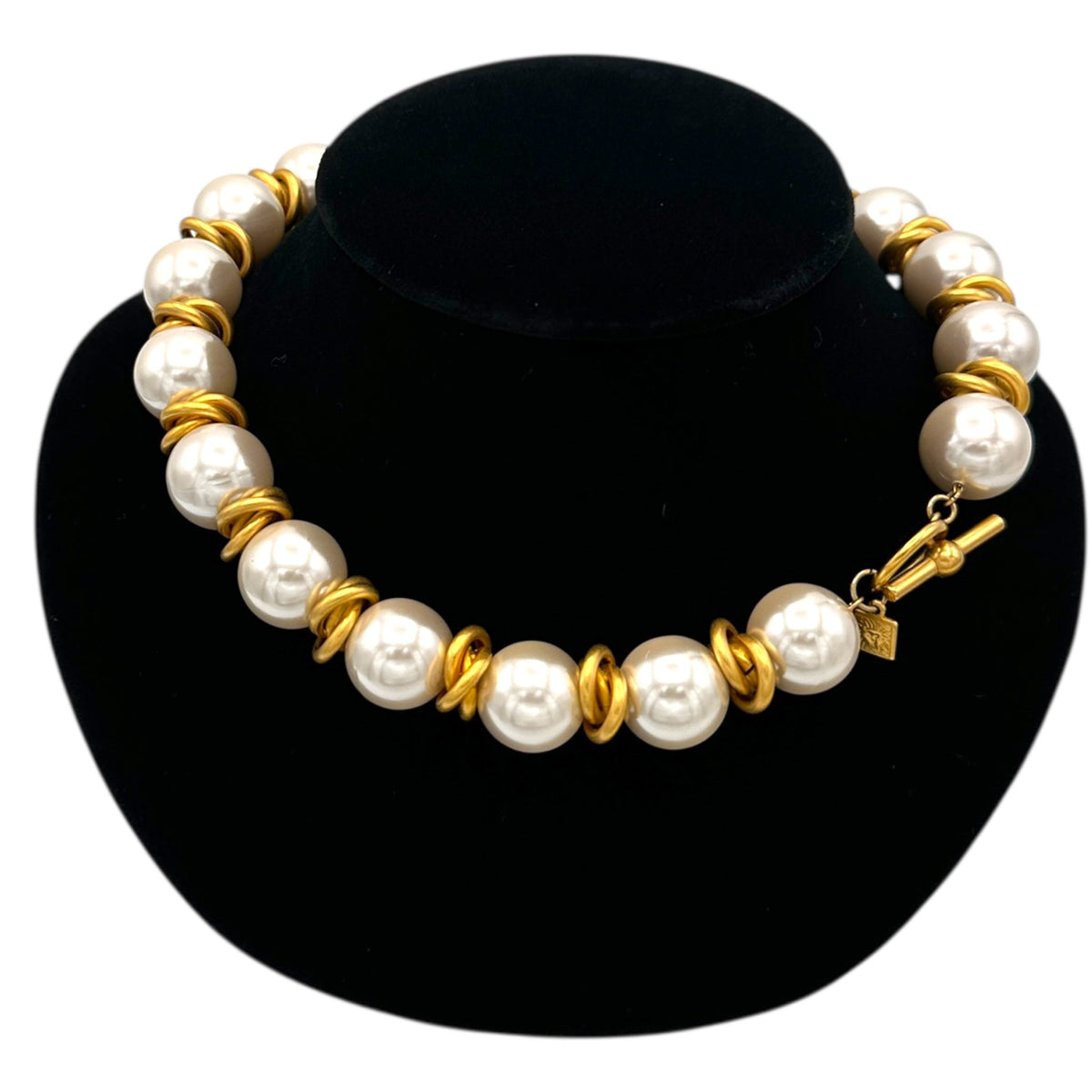 Necklaces & PendantsVintage Anne Klein Large Faux Pearl Necklace with Gold Knot Spacers