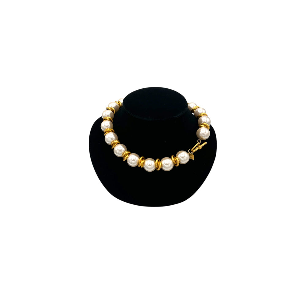 Necklaces & PendantsVintage Anne Klein Large Faux Pearl Necklace with Gold Knot Spacers