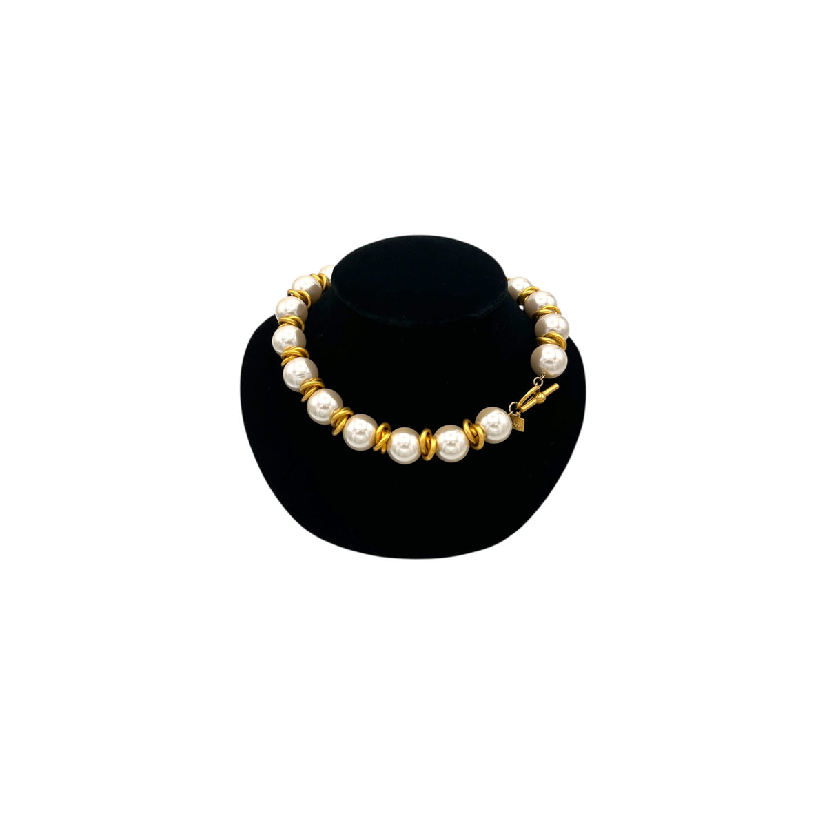 Necklaces & PendantsVintage Anne Klein Large Faux Pearl Necklace with Gold Knot Spacers