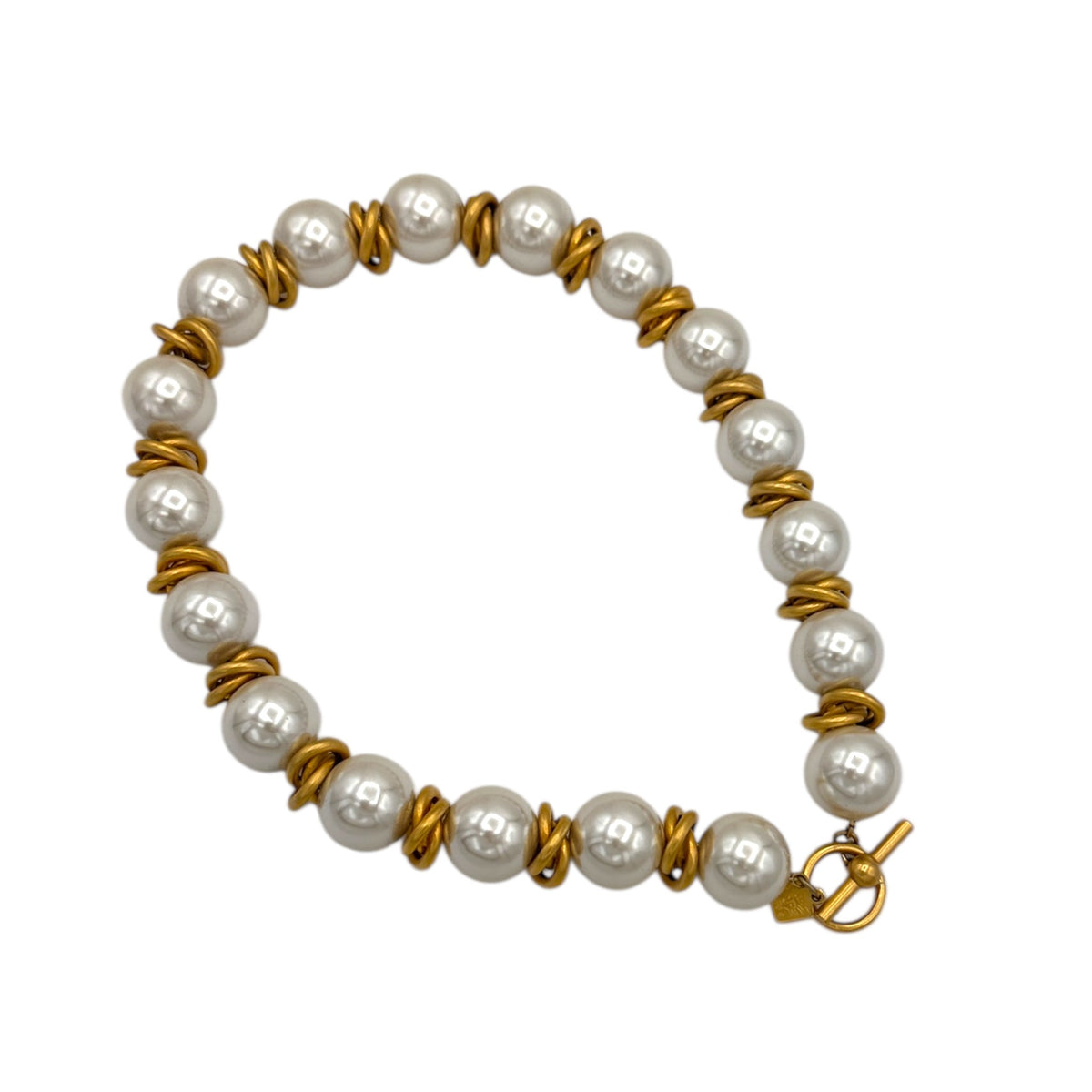 Necklaces & PendantsVintage Anne Klein Large Faux Pearl Necklace with Gold Knot Spacers