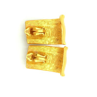 Vintage Anne Klein Matt Gold Half Hoop Clip - On Earrings - 24 Wishes Vintage Jewelry