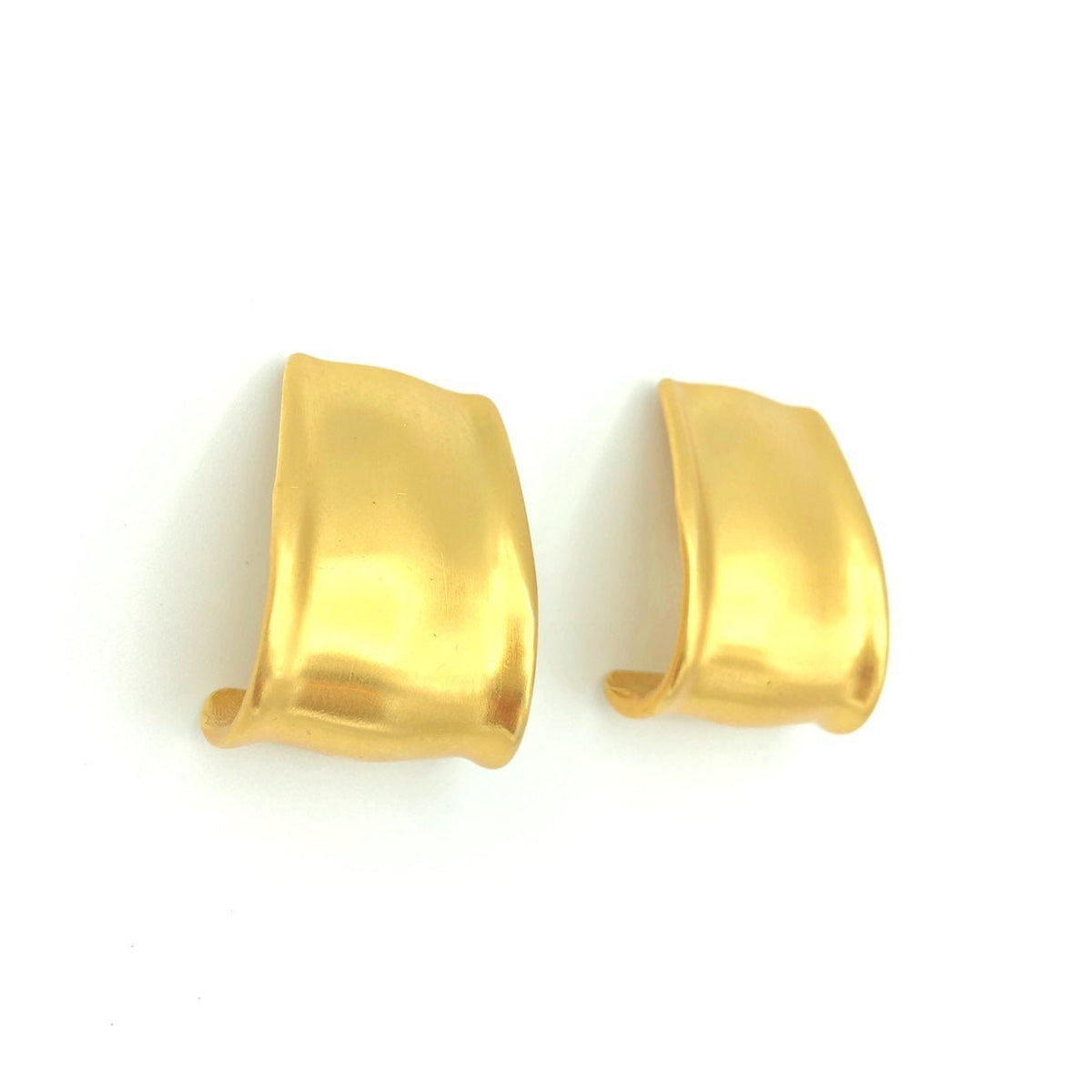 Vintage Anne Klein Matt Gold Half Hoop Clip - On Earrings - 24 Wishes Vintage Jewelry