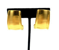 Vintage Anne Klein Matt Gold Half Hoop Clip - On Earrings - 24 Wishes Vintage Jewelry