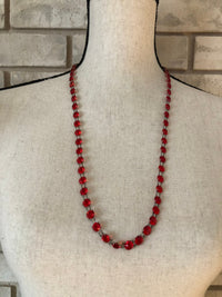 Vintage Art Deco Red Crystals Long Necklace - 24 Wishes Vintage Jewelry