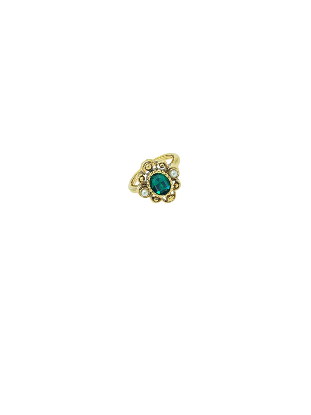 Vintage Avon Emerald Green Victorian Style Ring - 24 Wishes Vintage Jewelry