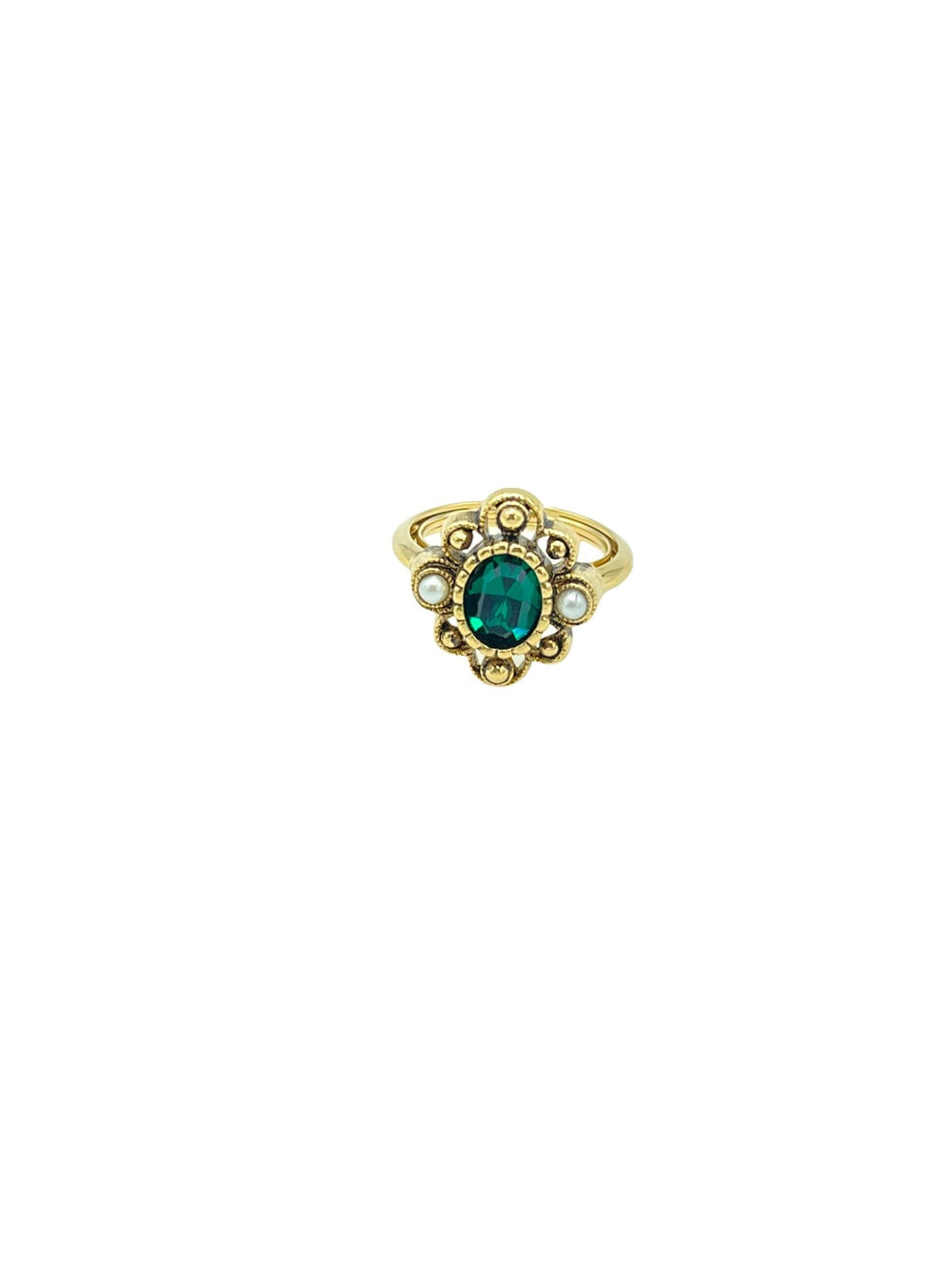 Vintage Avon Emerald Green Victorian Style Ring - 24 Wishes Vintage Jewelry