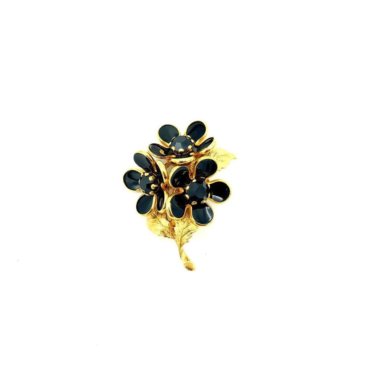 Vintage Black Flower Bouquet Brooch - 24 Wishes Vintage Jewelry