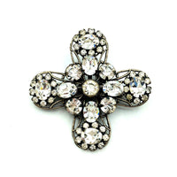 Vintage Black Liz Palacios Rhinestone Cross Brooch - 24 Wishes Vintage Jewelry