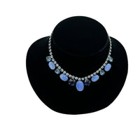 Vintage Blue Rhinestone Choker Necklace - 24 Wishes Vintage Jewelry