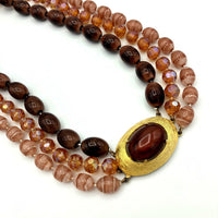 Vintage Brown Seleni Layered Bead Necklace - 24 Wishes Vintage Jewelry