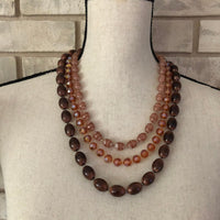 Vintage Brown Seleni Layered Bead Necklace - 24 Wishes Vintage Jewelry