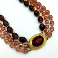 Vintage Brown Seleni Layered Bead Necklace - 24 Wishes Vintage Jewelry