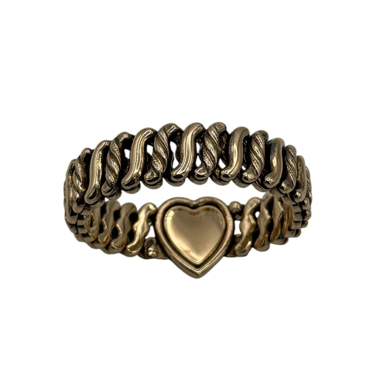 BraceletsVintage Carmen Gold Filled Floral Etched Heart Expansion Sweetheart Bracelet