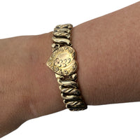 BraceletsVintage Carmen Gold Filled Floral Etched Heart Expansion Sweetheart Bracelet