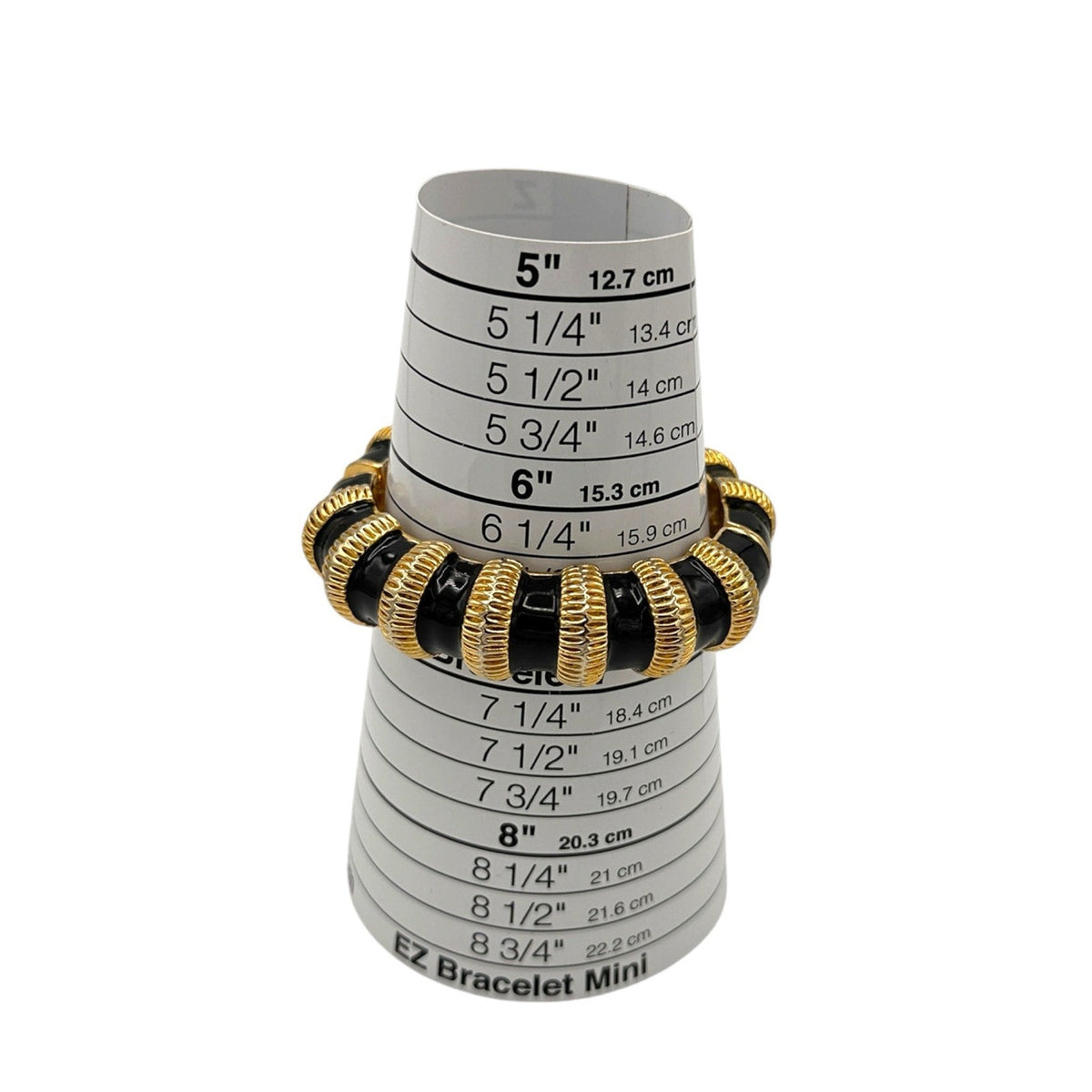 BraceletsVintage Chunky Gold Black Enamel Ribbed Hinged Bangle Bracelet
