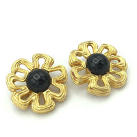 Vintage Classic Givenchy Large Gold Flower Statement Clip - On Earrings - 24 Wishes Vintage Jewelry