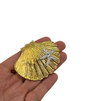Brooches & PinsVintage Coastal Gold Shell with Starfish Brooch Pendant