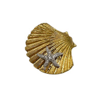 Brooches & PinsVintage Coastal Gold Shell with Starfish Brooch Pendant