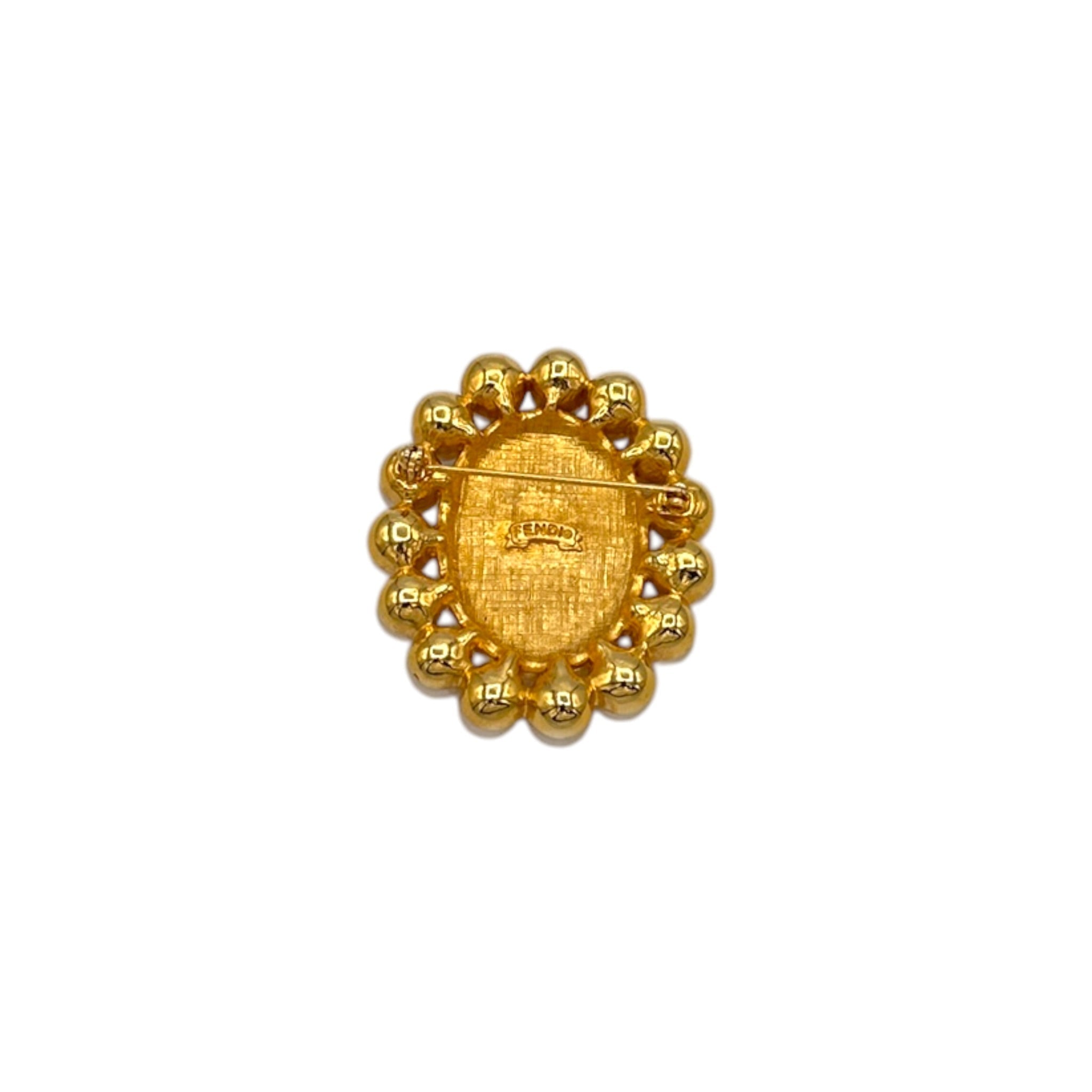 Fendi Iconic Two Sided Bacchus Dionysus Gold & Pearl Vintage