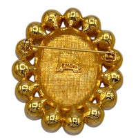 Brooches & PinsVintage Fendi Gold Janus Medallion Brooch with Faux Pearl Frame