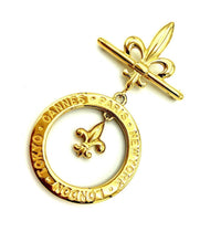 Vintage Givenchy Gold Fleur - de - Lis Designer Logo Brooch 24 Wishes Vintage Jewelry