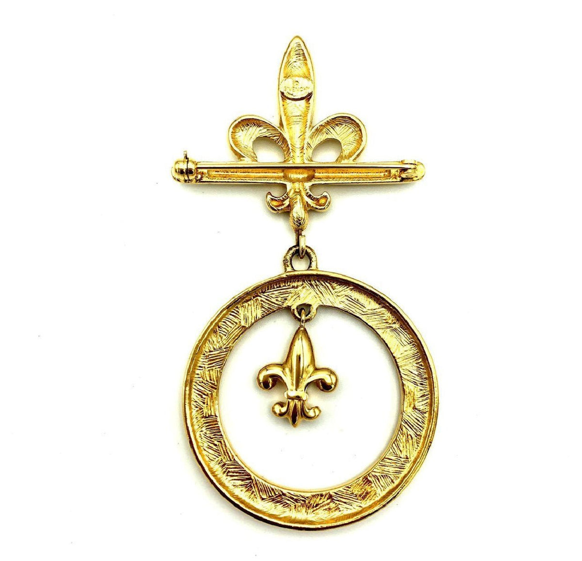 Vintage Givenchy Gold Fleur - de - Lis Designer Logo Brooch 24 Wishes Vintage Jewelry
