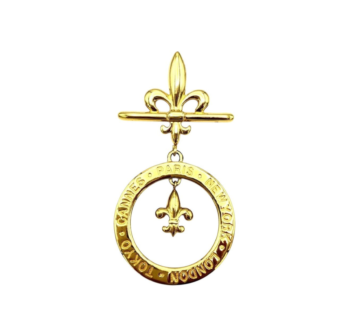 Vintage Givenchy Gold Fleur - de - Lis Designer Logo Brooch 24 Wishes Vintage Jewelry