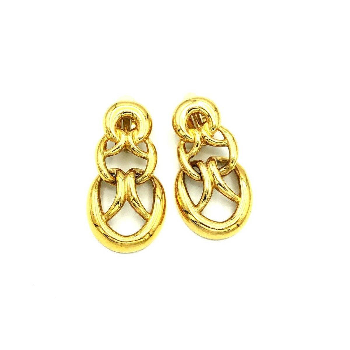 Vintage Givenchy Gold Woven Knot Clip - On Earrings - 24 Wishes Vintage Jewelry