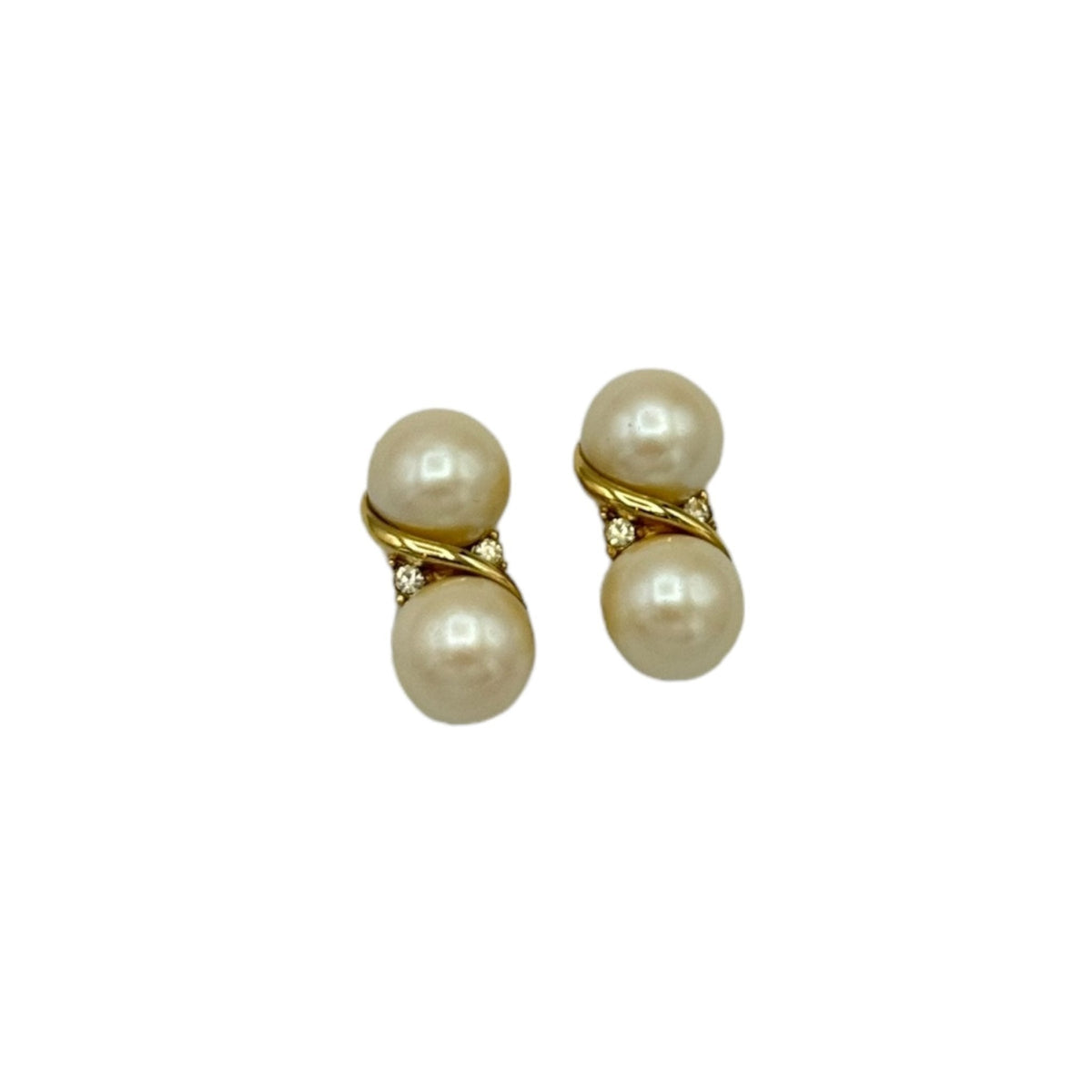 Vintage Givenchy Jewelry Pearl & Rhinestone Classic Clip - On Earrings - 24 Wishes Vintage Jewelry