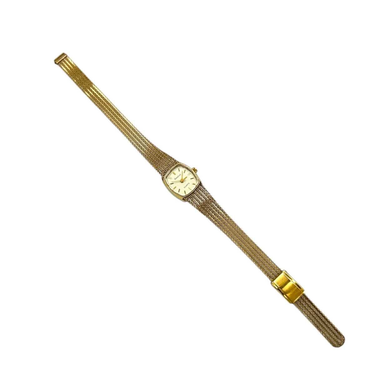 Vintage Gold Armitron Mesh Strap Dainty Wristwatch