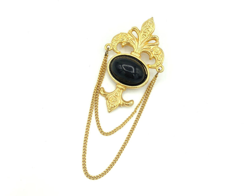 Vintage Gold Bergere Classic Fleur - De - Lis Brooch - 24 Wishes Vintage Jewelry