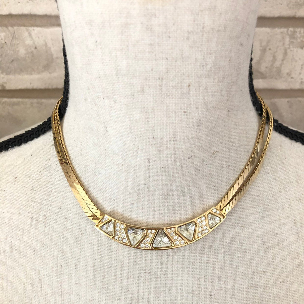 Vintage Gold Christian Dior Double Chain Classic Pendant - 24 Wishes Vintage Jewelry
