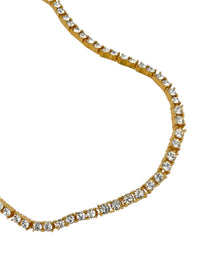 Vintage Gold Clear Crystal Link Layering Tennis Necklace - 24 Wishes Vintage Jewelry