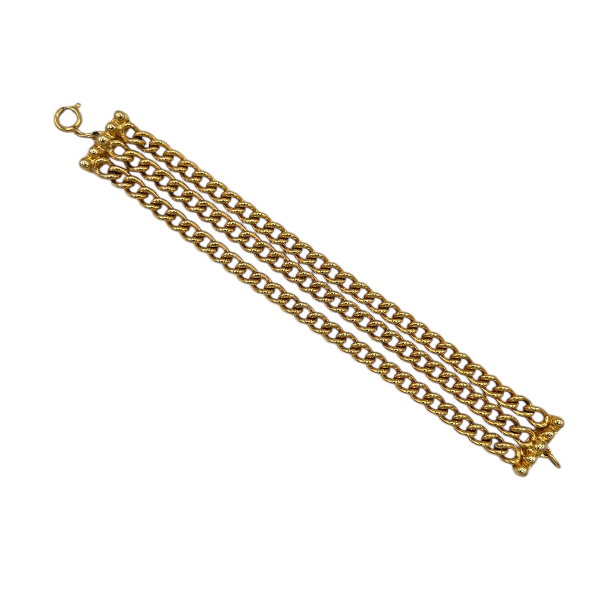 BraceletsVintage Gold Cuban Curb Three Chain Layering Bracelet