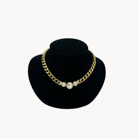 Necklaces & PendantsVintage Gold Cuban Link Chain Necklace with Rhinestones