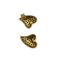 Vintage Gold Diamante Pave Heart Clip - On Earrings - 24 Wishes Vintage Jewelry