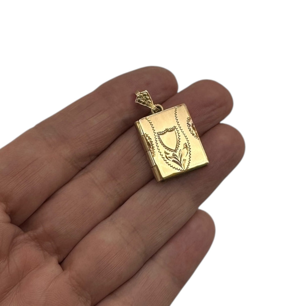 Necklaces & PendantsVintage Gold Filled Etched Book Locket Charm Pendant